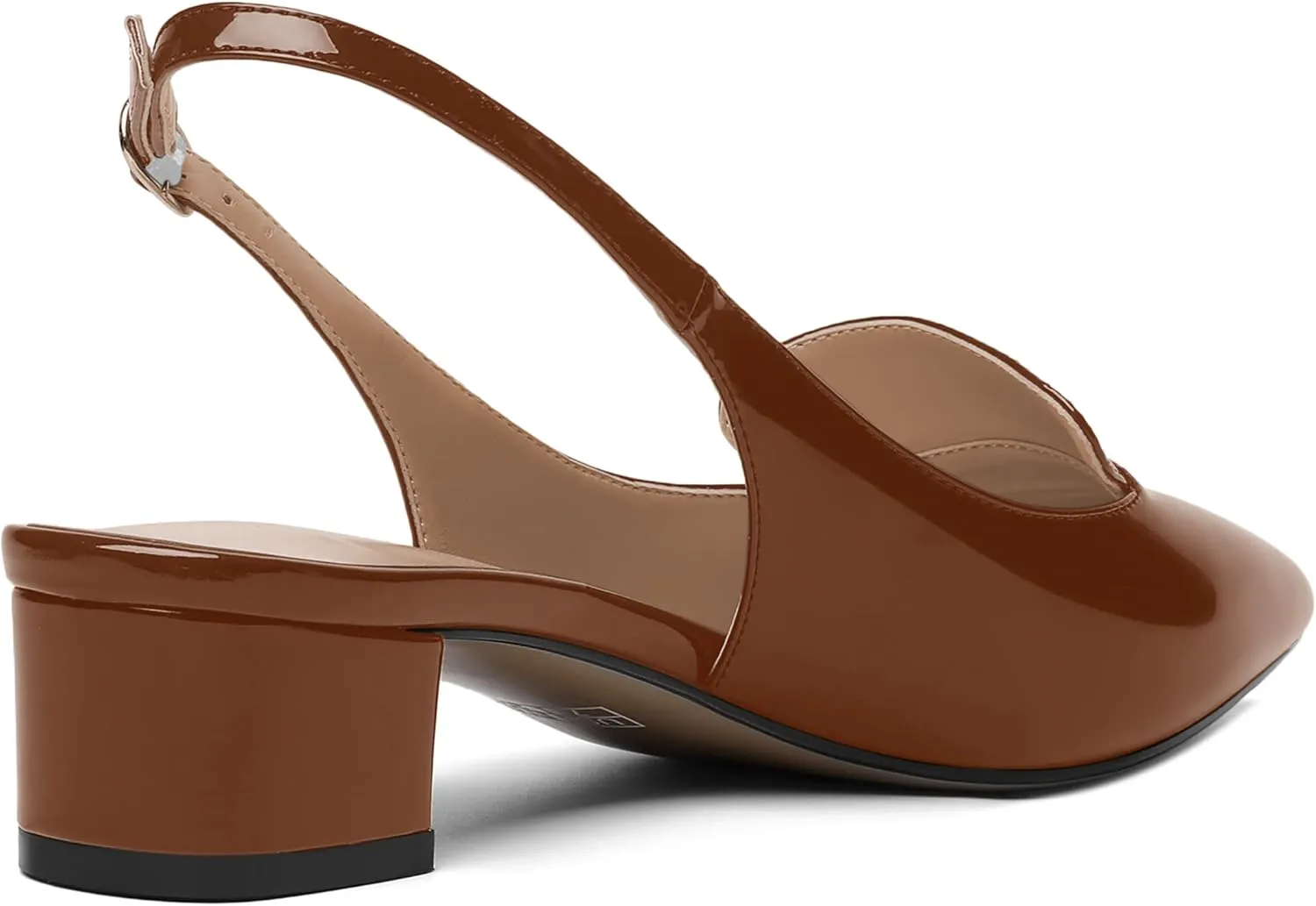 ROSERWISH Womens Buckle Work Pointed Toe Casual Patent Fashion Slingback Chunky Low Heel Pumps Dress Shoes 1.5 Inch