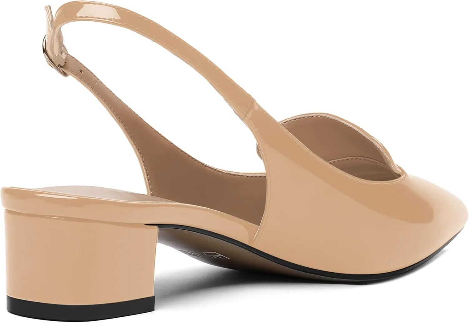 ROSERWISH Womens Buckle Work Pointed Toe Casual Patent Fashion Slingback Chunky Low Heel Pumps Dress Shoes 1.5 Inch