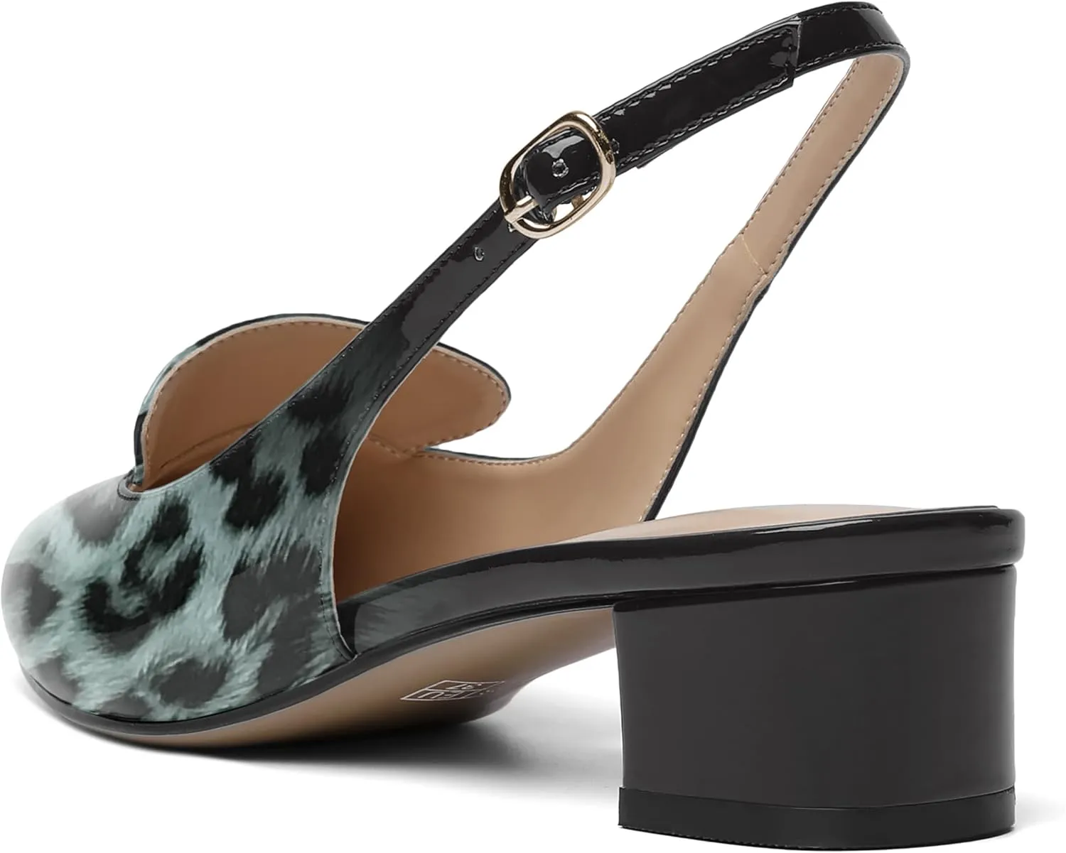 ROSERWISH Womens Buckle Work Pointed Toe Casual Patent Fashion Slingback Chunky Low Heel Pumps Dress Shoes 1.5 Inch