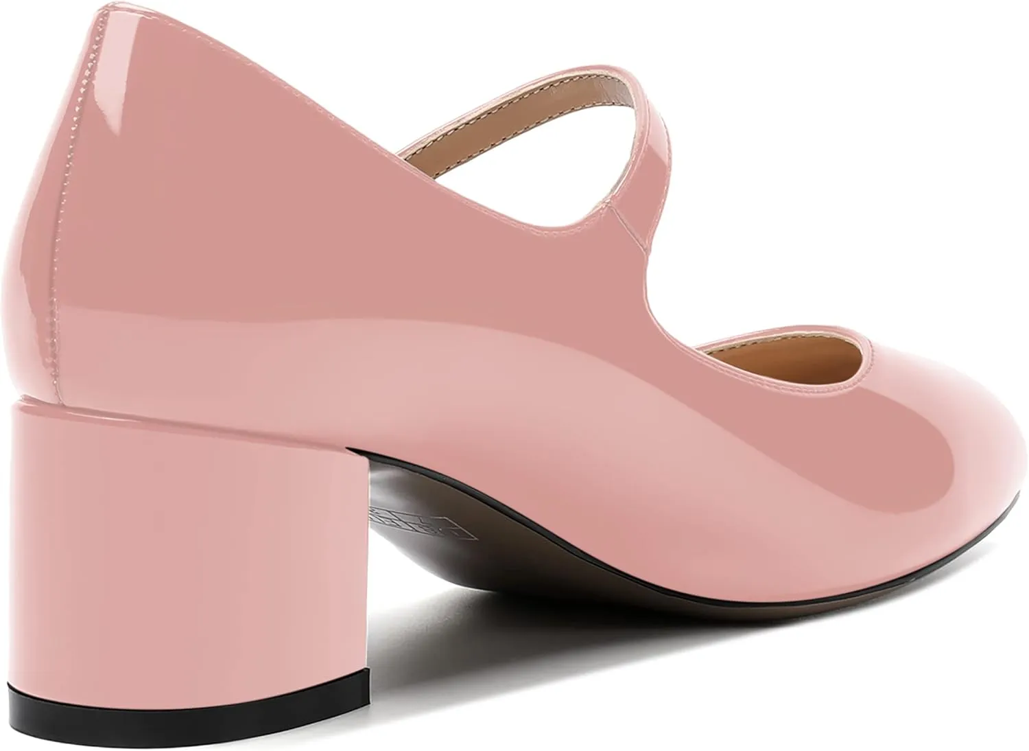 ROSERWISH Womens Strap Patent Ankle Strap Uniform Cute Round Toe Chunky Low Heel Pumps Shoes 2 Inch