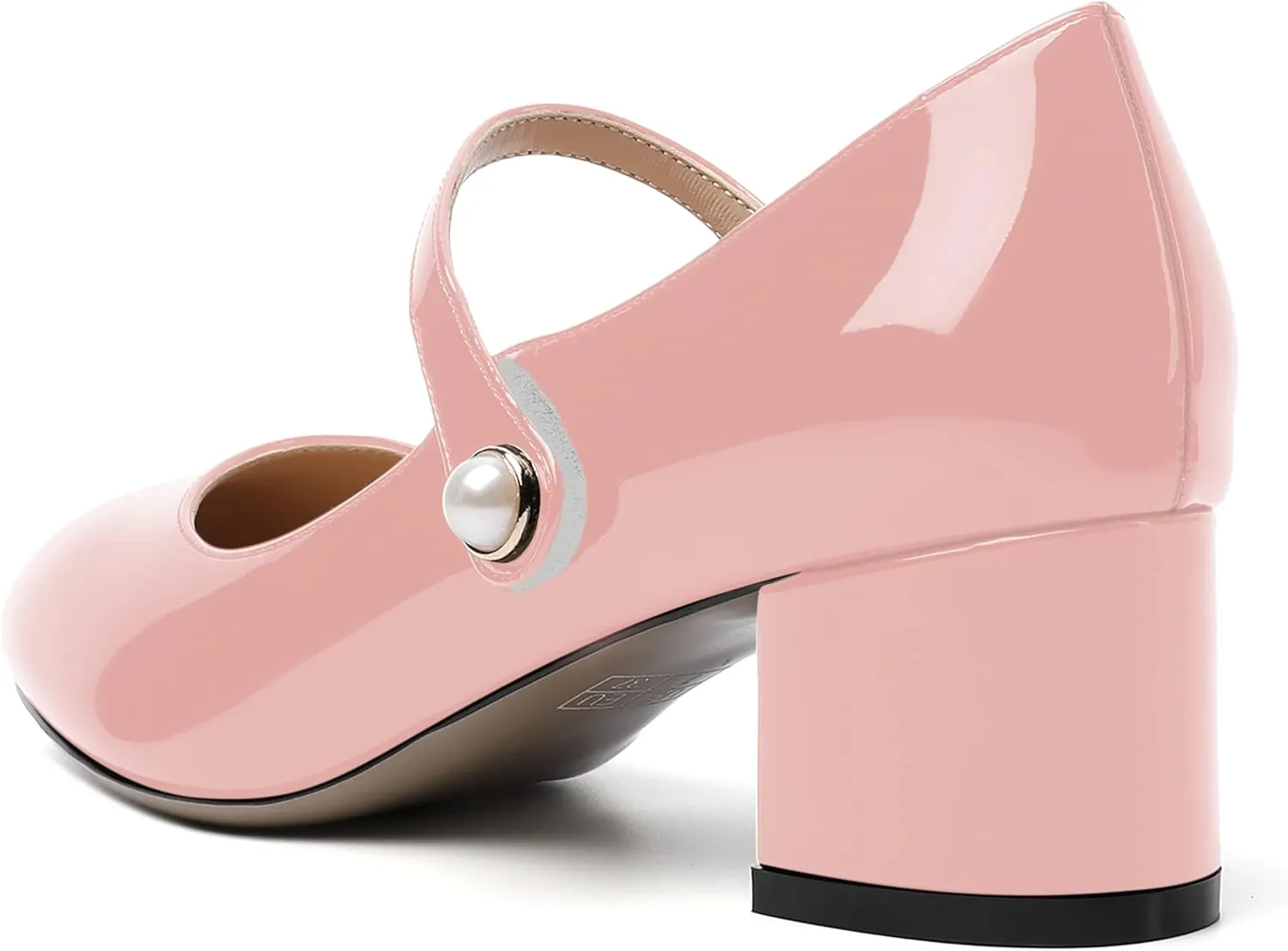 ROSERWISH Womens Strap Patent Ankle Strap Uniform Cute Round Toe Chunky Low Heel Pumps Shoes 2 Inch