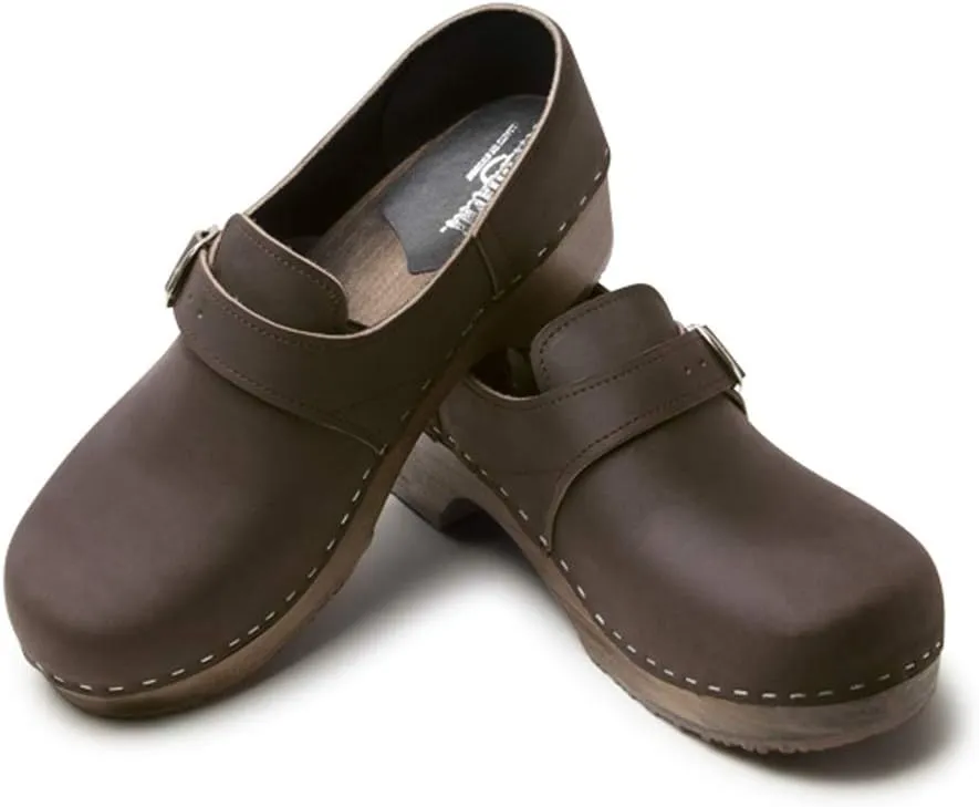 Sandgrens Handmade Swedish Wood Closed-Back Clogs for Men, Low Heel | Gunnar