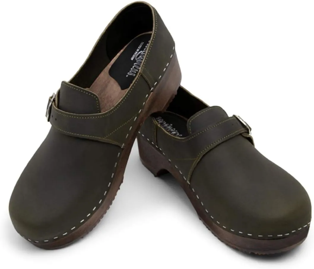 Sandgrens Handmade Swedish Wood Closed-Back Clogs for Men, Low Heel | Gunnar