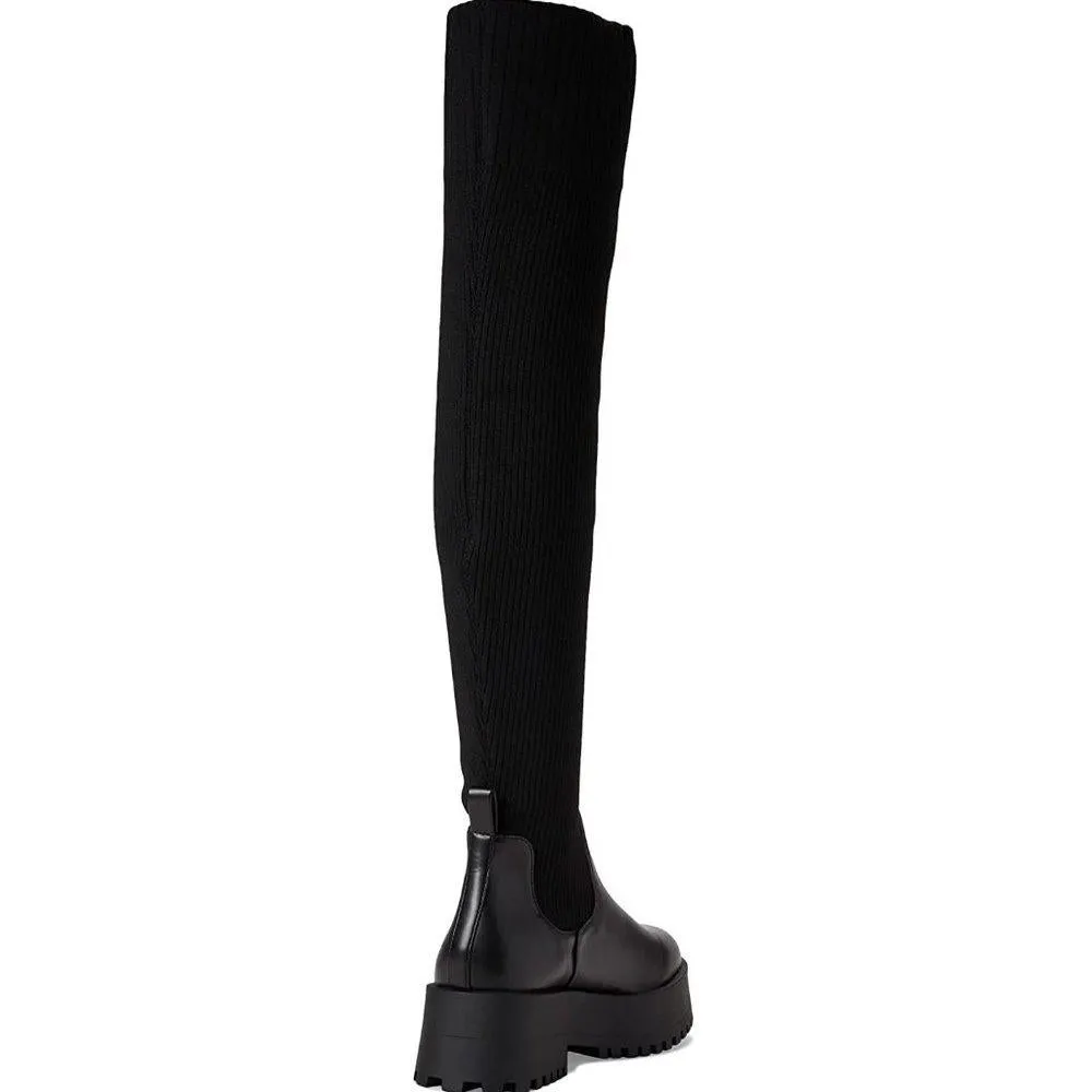 Scoop Black Knee High Lug Boots