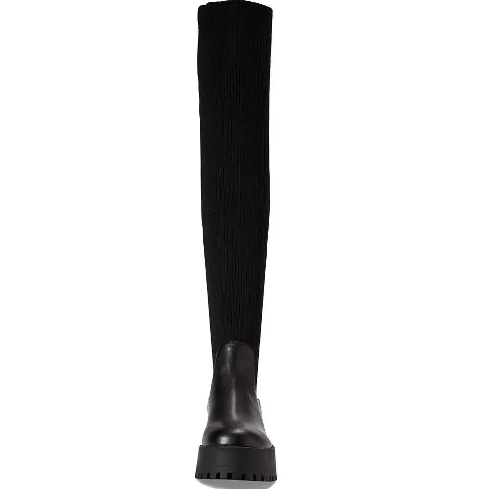 Scoop Black Knee High Lug Boots
