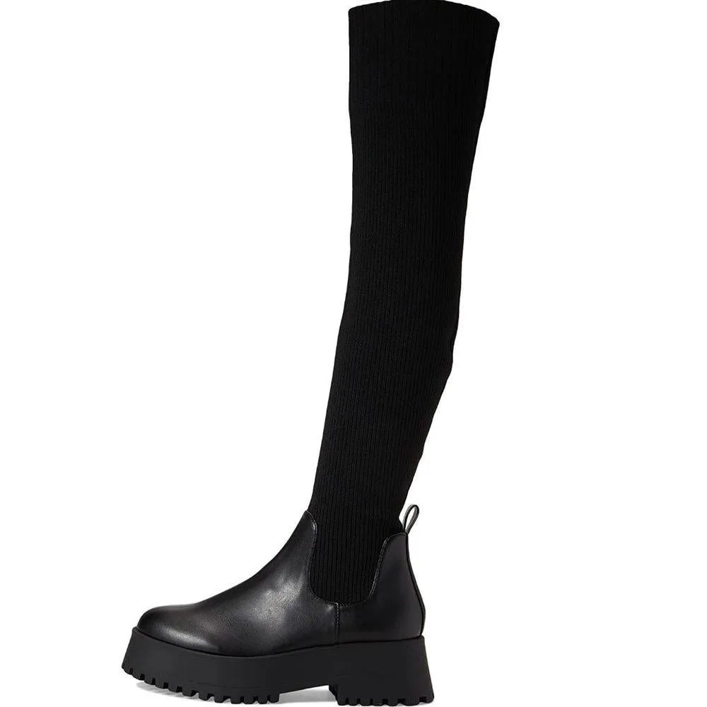 Scoop Black Knee High Lug Boots