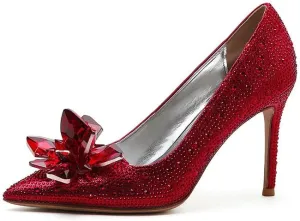 sexytag Women's Crystal Rhinestone Poined Toe Pumps Clear Stiletto High Heels
