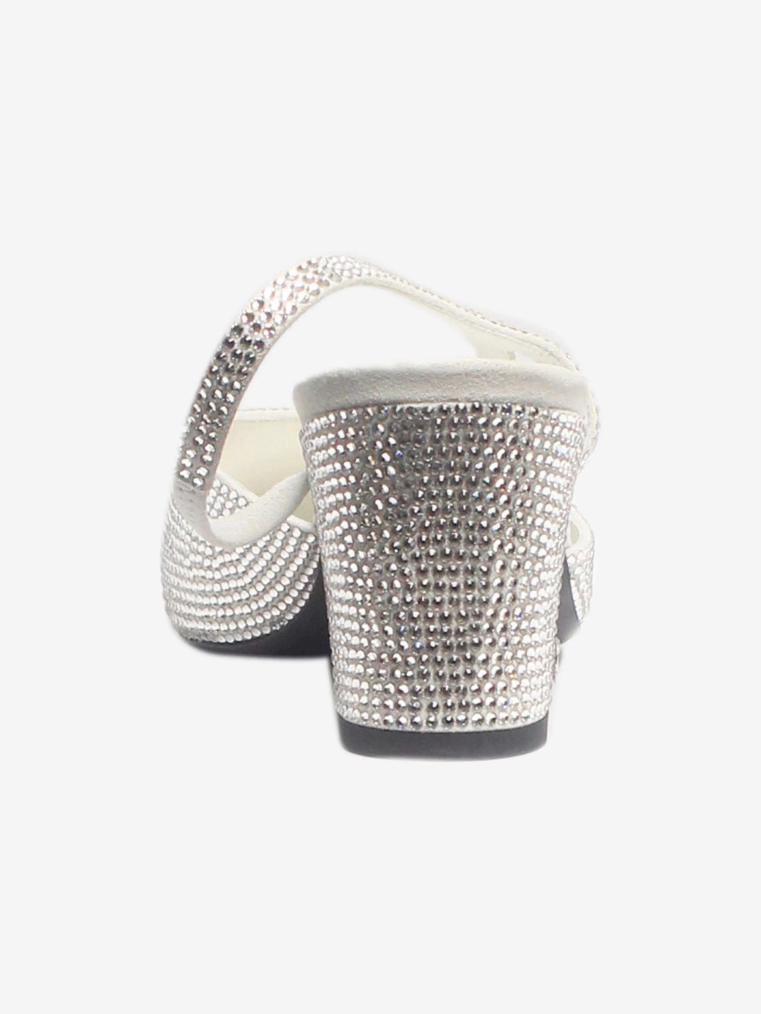 Silver crystal-embellished slingback pumps - size EU 38.5