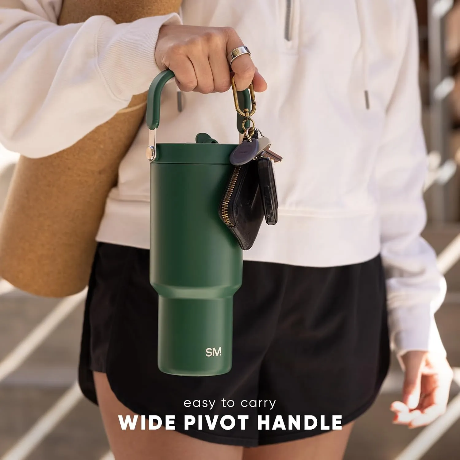 Simple Modern Trek Pivot | 30oz Flip Straw Tumbler with Handle | Water Bottle & Boot | Interchangeable Straw & Chug Lids | Insulated Stainless Steel Jug | Gym Sports Outdoors | Buttercup