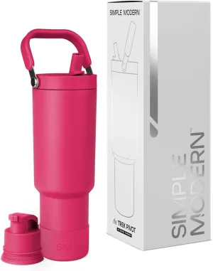 Simple Modern Trek Pivot | 40oz Flip Straw Tumbler with Handle | Water Bottle & Boot | Interchangeable Straw & Chug Lids | Insulated Stainless Steel Jug | Gym Sports Outdoors | Berry Twist