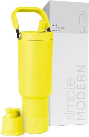 Simple Modern Trek Pivot | 40oz Flip Straw Tumbler with Handle | Water Bottle & Boot | Interchangeable Straw & Chug Lids | Insulated Stainless Steel Jug | Gym Sports Outdoors | Canary