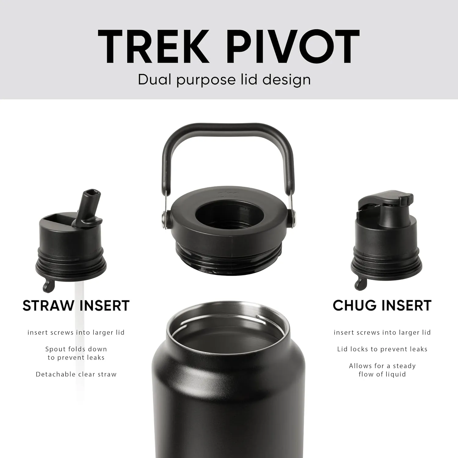 Simple Modern Trek Pivot | Half Gallon Water Bottle Jug with Handle & Boot | Interchangeable Straw & Chug Lids | Large Insulated Stainless Steel | Sports Camping Outdoors | 64oz, Canary