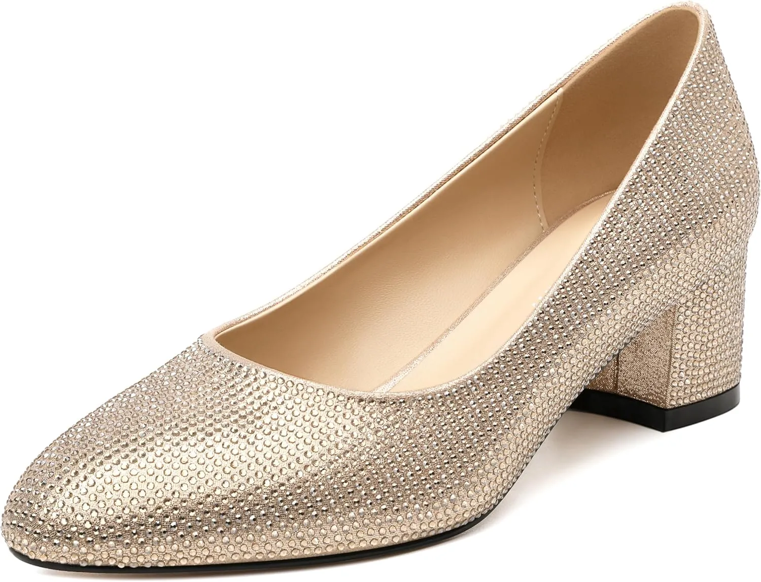 SKYSTERRY Women's Pumps Chunky Block Closed Round Toe Heels Low Heel Comfortable Dress Shoes for Business Work Wedding 2 Inch