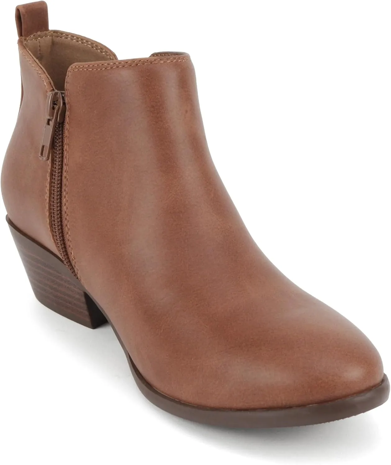 Soda “CHARMER” ~ Women Pointed Toe Elastic Gore Low Heel Ankle Bootie with Zipper Closure