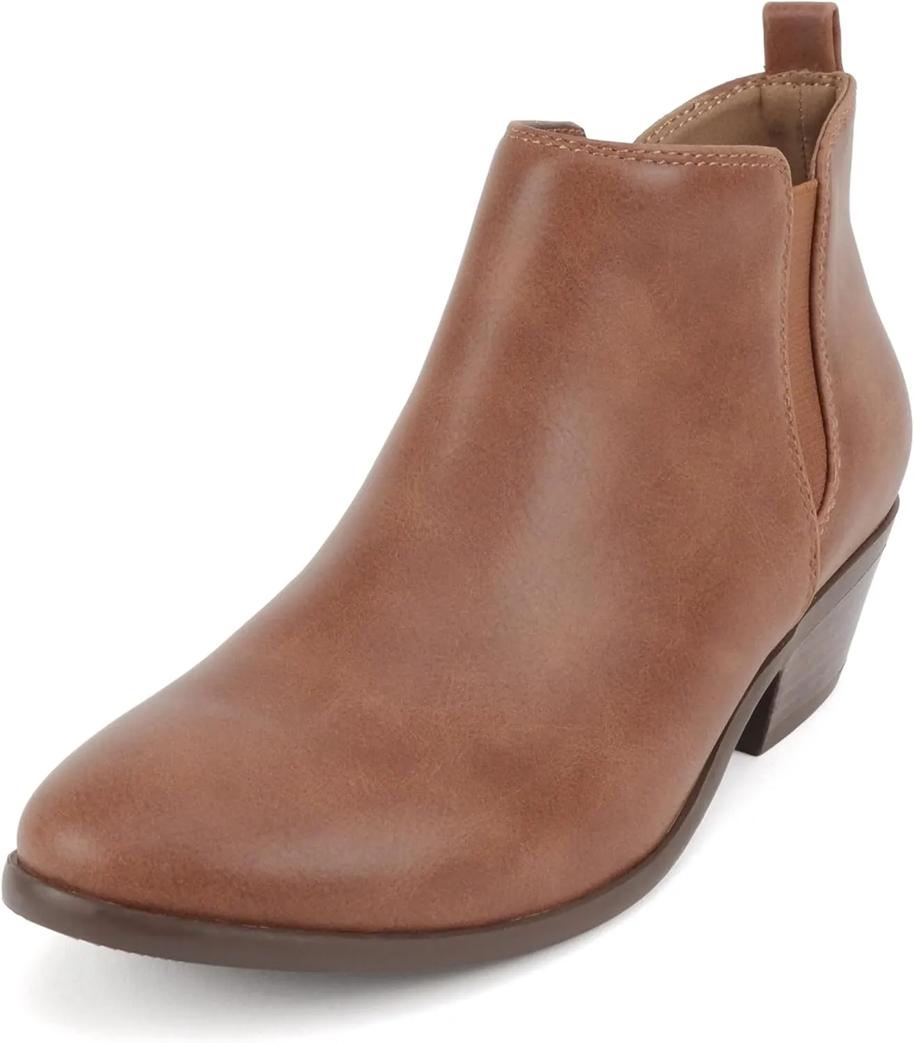 Soda “CHARMER” ~ Women Pointed Toe Elastic Gore Low Heel Ankle Bootie with Zipper Closure