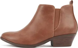 Soda “CHARMER” ~ Women Pointed Toe Elastic Gore Low Heel Ankle Bootie with Zipper Closure