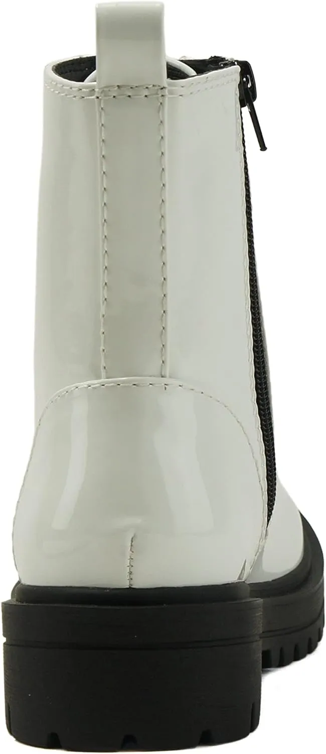 Soda FIRM - Lug Sole Combat Ankle Bootie Lace up w/Side Zipper