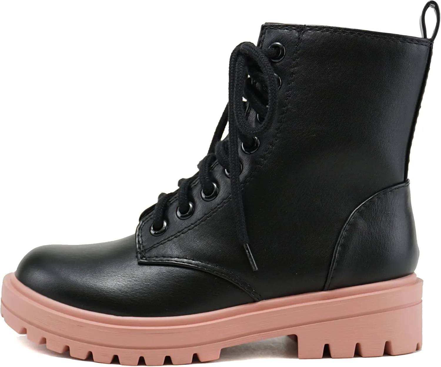 Soda FIRM - Lug Sole Combat Ankle Bootie Lace up w/Side Zipper