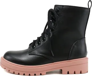 Soda FIRM - Lug Sole Combat Ankle Bootie Lace up w/Side Zipper