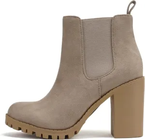 Soda Glove - Ankle Boot w/Lug Sole Elastic Gore and Chunky Heel