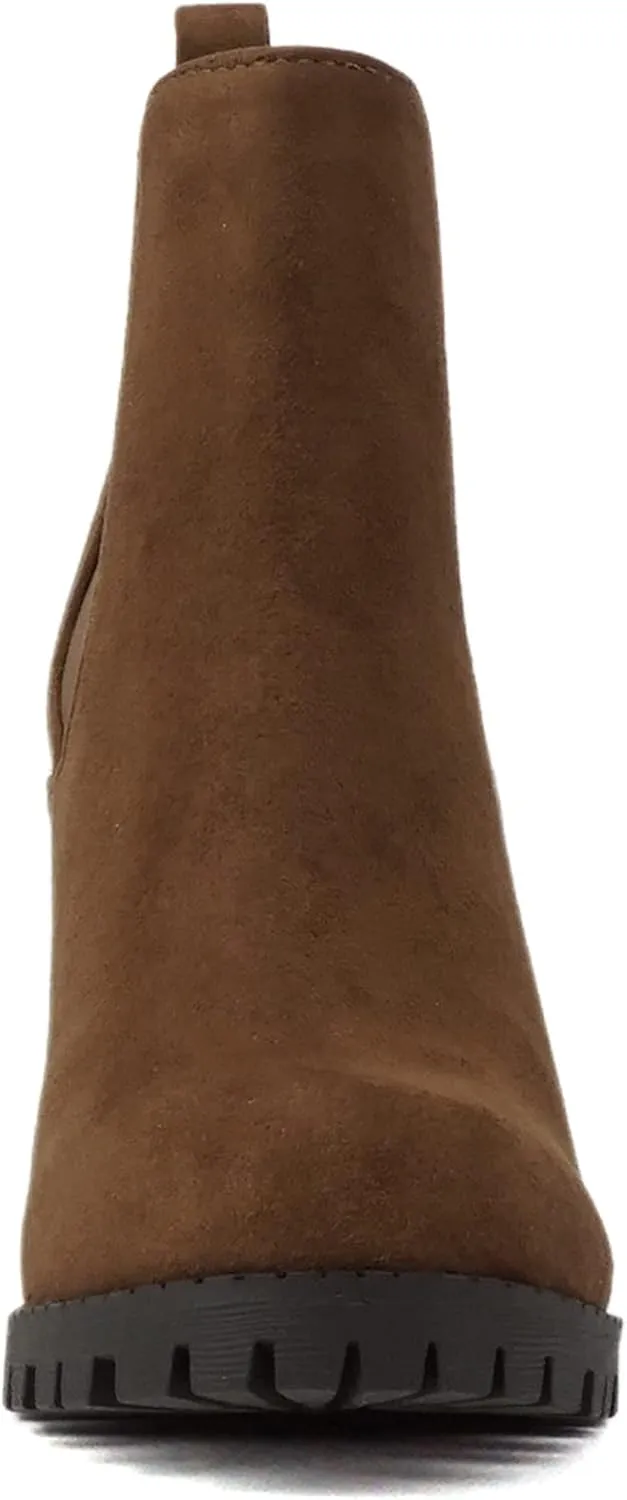 Soda Glove - Ankle Boot w/Lug Sole Elastic Gore and Chunky Heel