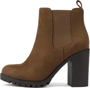 Soda Glove - Ankle Boot w/Lug Sole Elastic Gore and Chunky Heel