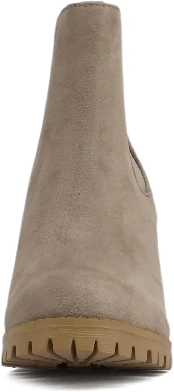 Soda Glove - Ankle Boot w/Lug Sole Elastic Gore and Chunky Heel
