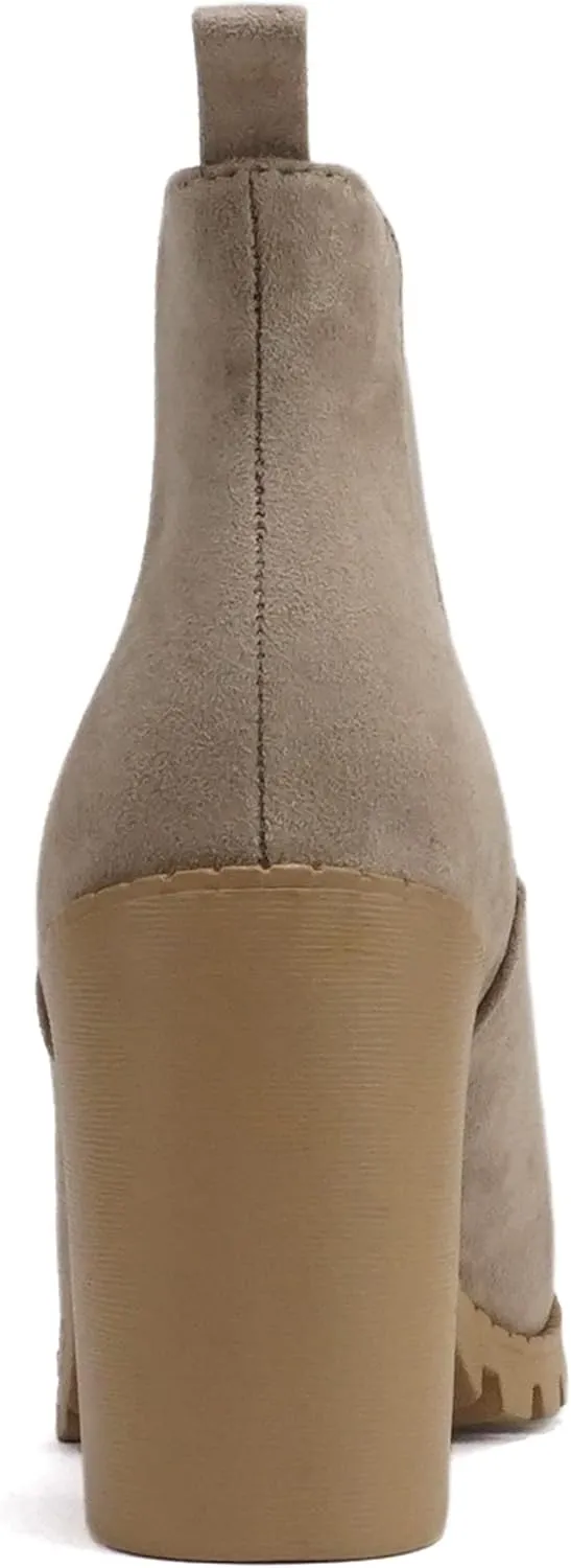 Soda Glove - Ankle Boot w/Lug Sole Elastic Gore and Chunky Heel