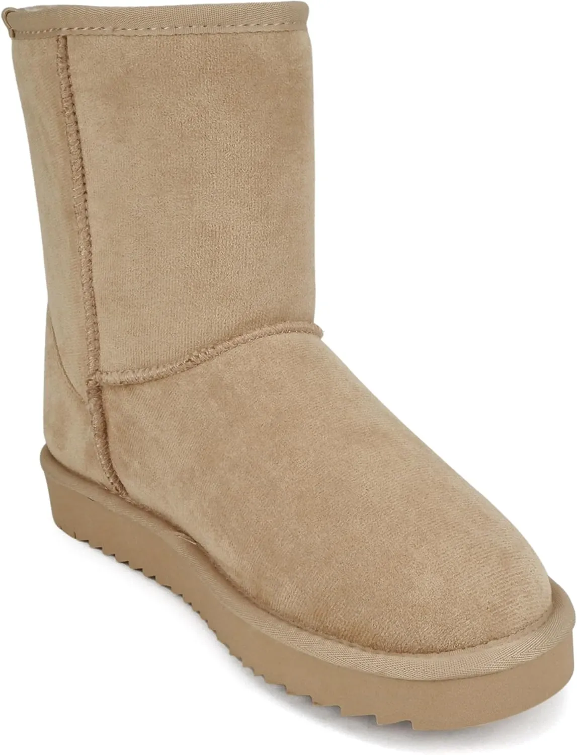 Soda “Kuron” ~ Women Round Toe Lug Sole Low Flatform Sherpa-lined Ankle Boot