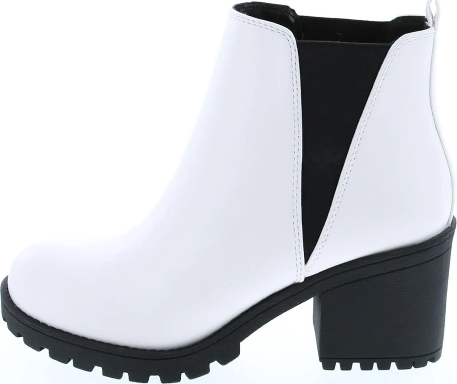 Soda ORIGAMI ~ WOMEN LUG SOLE MID HEEL FASHION ANKLE BOOTIE W/DOUBLE ELASTIC GORE