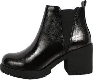 Soda ORIGAMI ~ WOMEN LUG SOLE MID HEEL FASHION ANKLE BOOTIE W/DOUBLE ELASTIC GORE