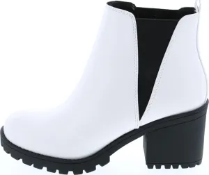 Soda ORIGAMI ~ WOMEN LUG SOLE MID HEEL FASHION ANKLE BOOTIE W/DOUBLE ELASTIC GORE
