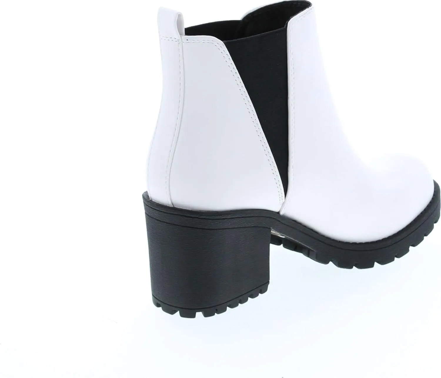 Soda ORIGAMI ~ WOMEN LUG SOLE MID HEEL FASHION ANKLE BOOTIE W/DOUBLE ELASTIC GORE