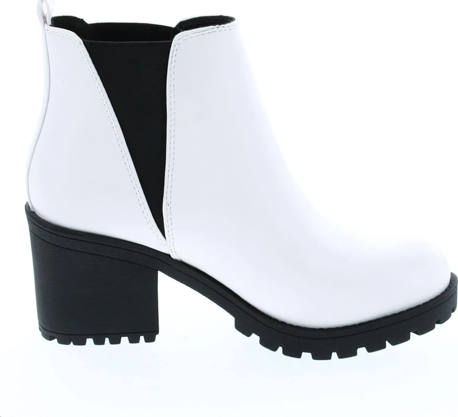 Soda ORIGAMI ~ WOMEN LUG SOLE MID HEEL FASHION ANKLE BOOTIE W/DOUBLE ELASTIC GORE