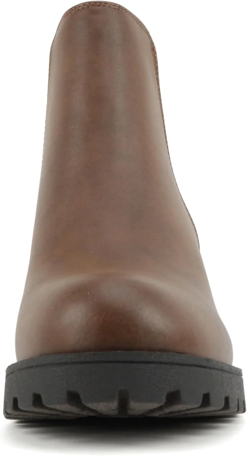 Soda ORIGAMI ~ WOMEN LUG SOLE MID HEEL FASHION ANKLE BOOTIE W/DOUBLE ELASTIC GORE