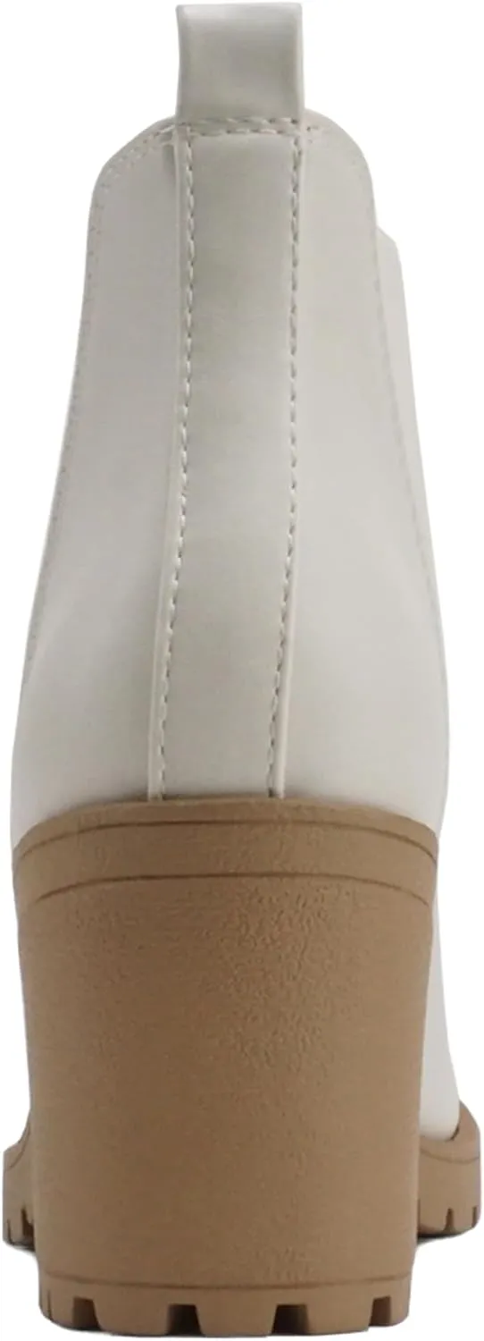 Soda ORIGAMI ~ WOMEN LUG SOLE MID HEEL FASHION ANKLE BOOTIE W/DOUBLE ELASTIC GORE