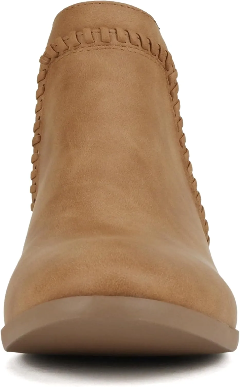 Soda Sincere Women's Low Ankle Heel Bootie with Elastic Cross Straps
