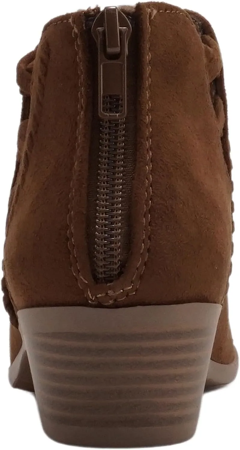 Soda Sincere Women's Low Ankle Heel Bootie with Elastic Cross Straps
