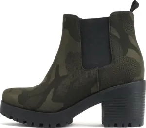 Soda Top Shoes Jaber Ankle Boot w/Lug Sole Elastic Gore and Chunky Heel