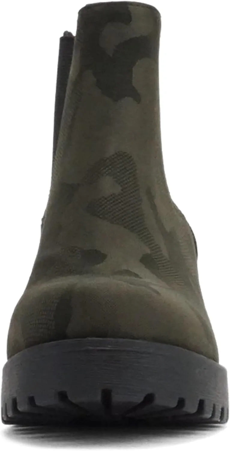 Soda Top Shoes Jaber Ankle Boot w/Lug Sole Elastic Gore and Chunky Heel