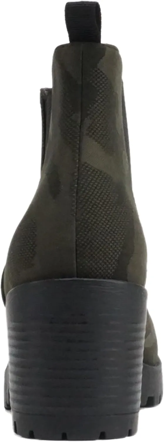 Soda Top Shoes Jaber Ankle Boot w/Lug Sole Elastic Gore and Chunky Heel