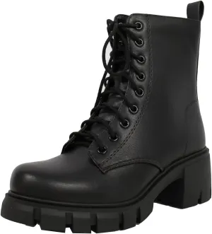 Soda Wome's Faux Leather Lace Up Combat Lug Sole Ankle Bootie