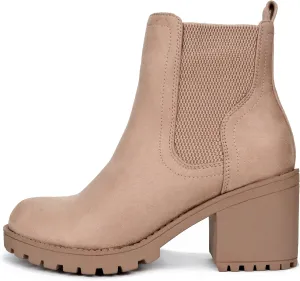 Soda ZINON ~ Women Lug Sole Mid Heel Chelsea Fashion Ankle Boot w/Double Elastic Gore