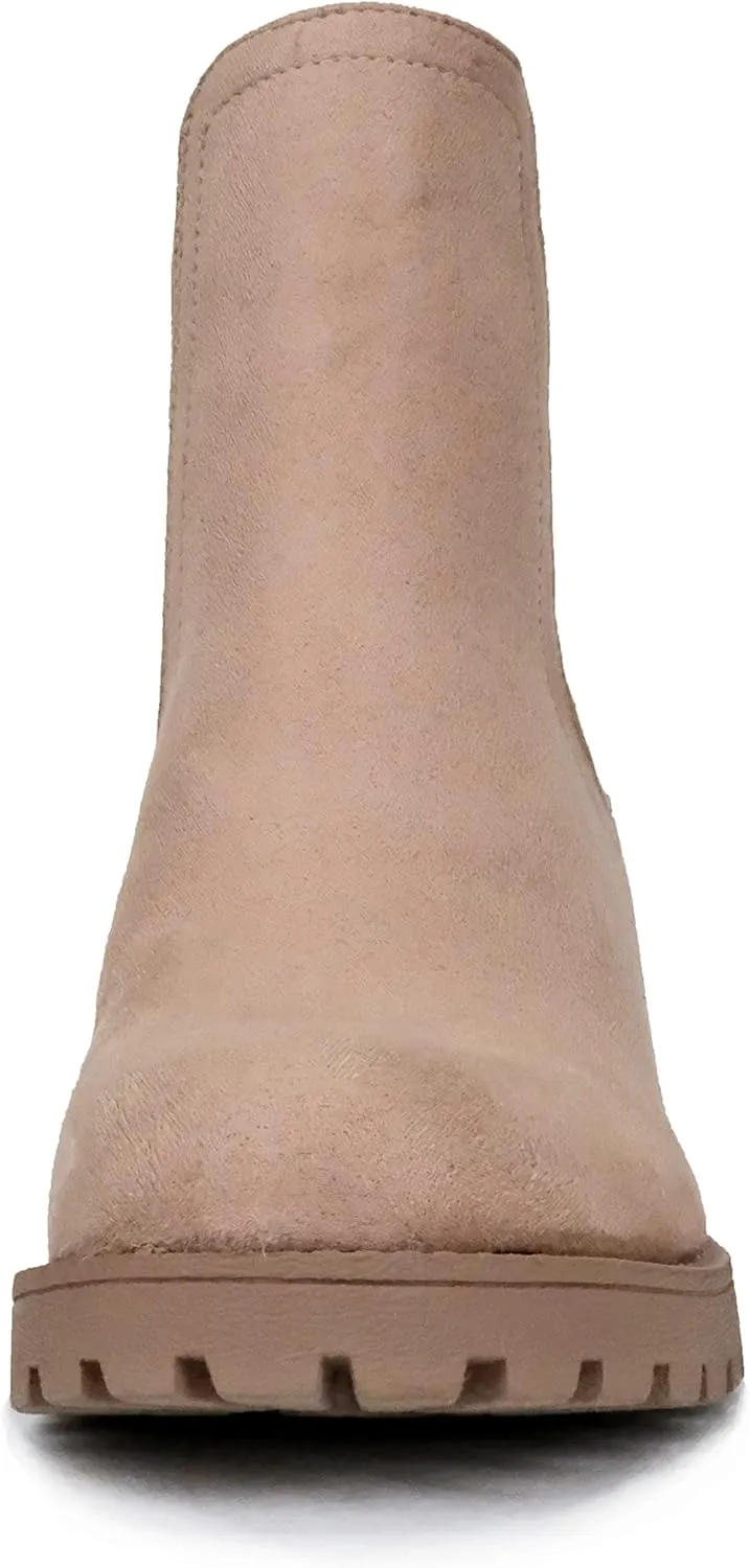 Soda ZINON ~ Women Lug Sole Mid Heel Chelsea Fashion Ankle Boot w/Double Elastic Gore
