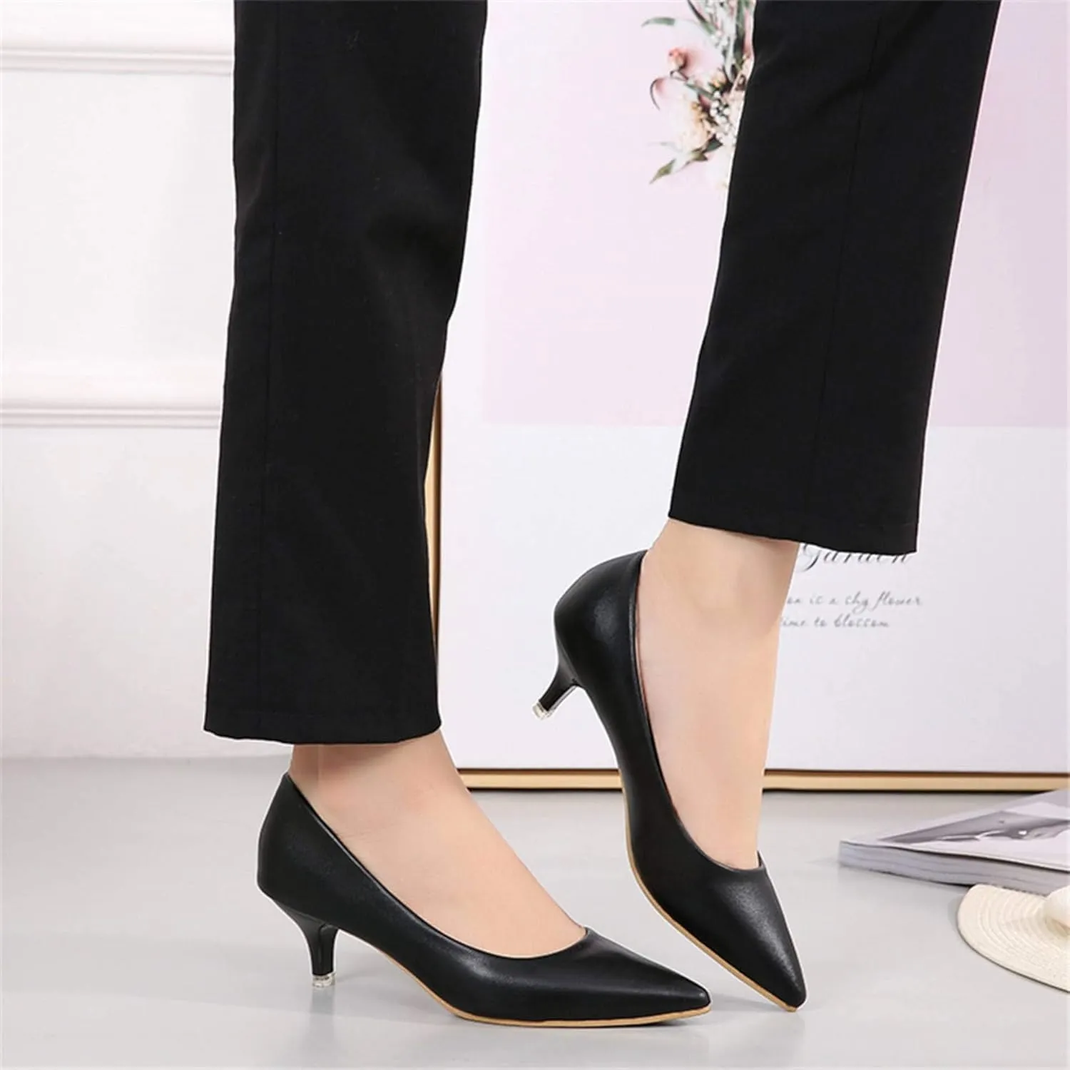 Stunner Women's Classic Fashion Pointed Toe Low Heel Dress Pumps Shoes