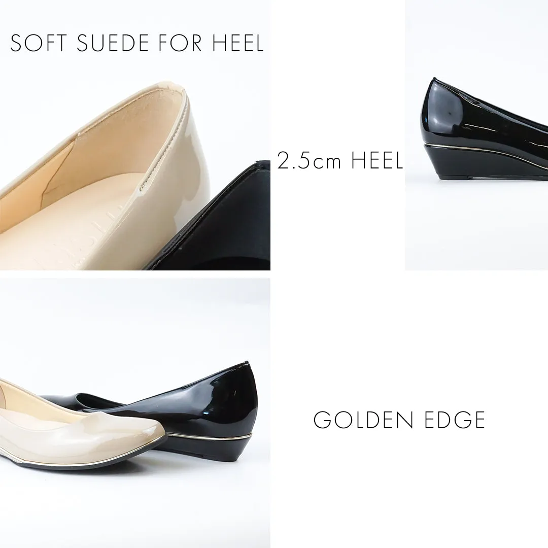 SUaSHI 9231 Gold Edge Pumps Square Toe