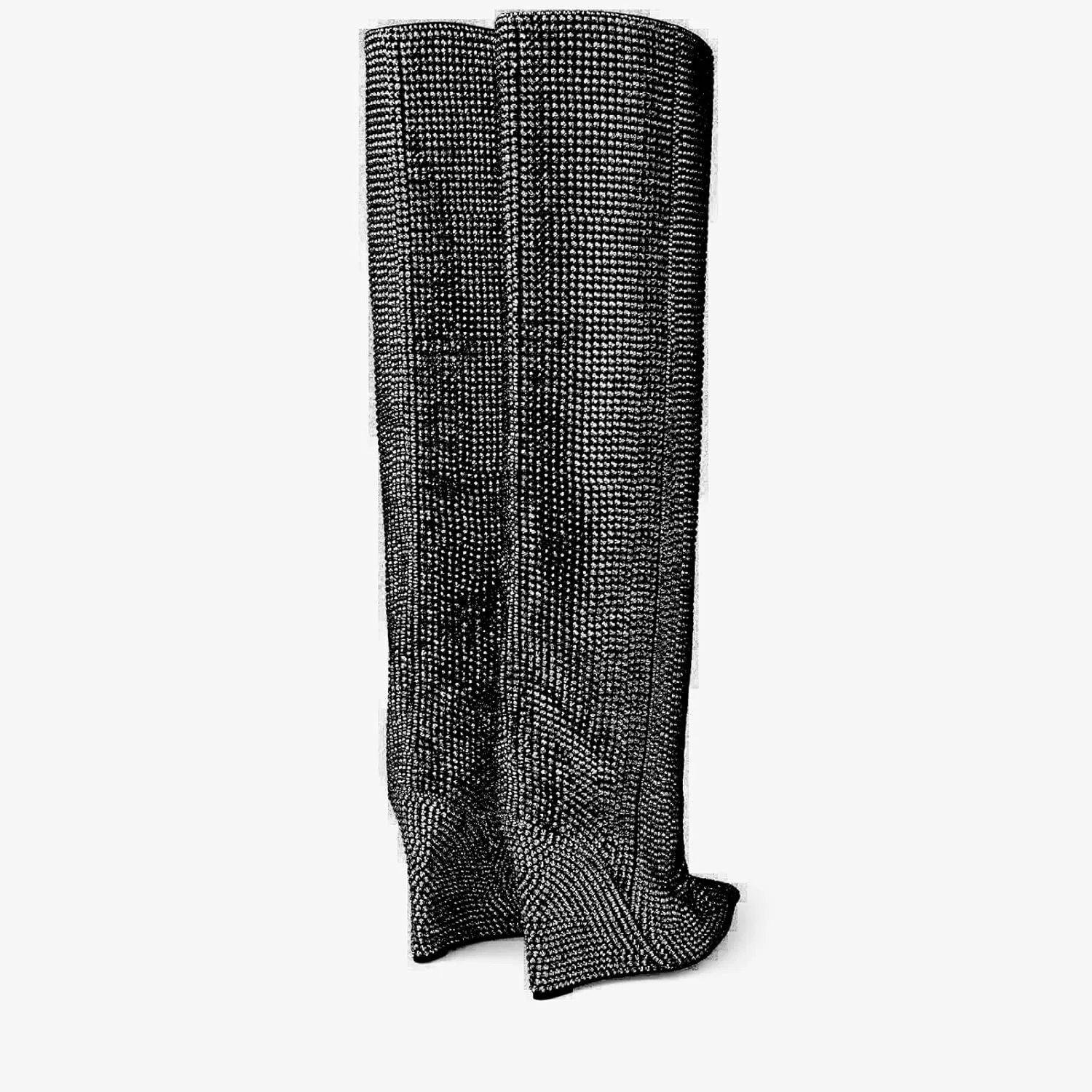 THESHY Women's Pointed Toe Wedge Heel Rhinestones Knee High Boots Crystals Thigh High Stylish Fashion Boot for Women