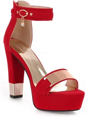 Thick heel waterproof platform buckle high heel shoes