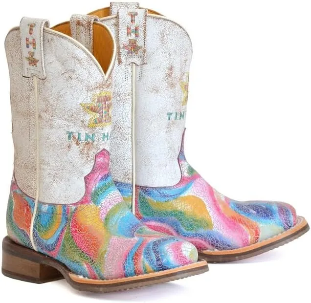 Tin Haul Kids Color Burst with Cowgirl Sole Cowgirl Boot