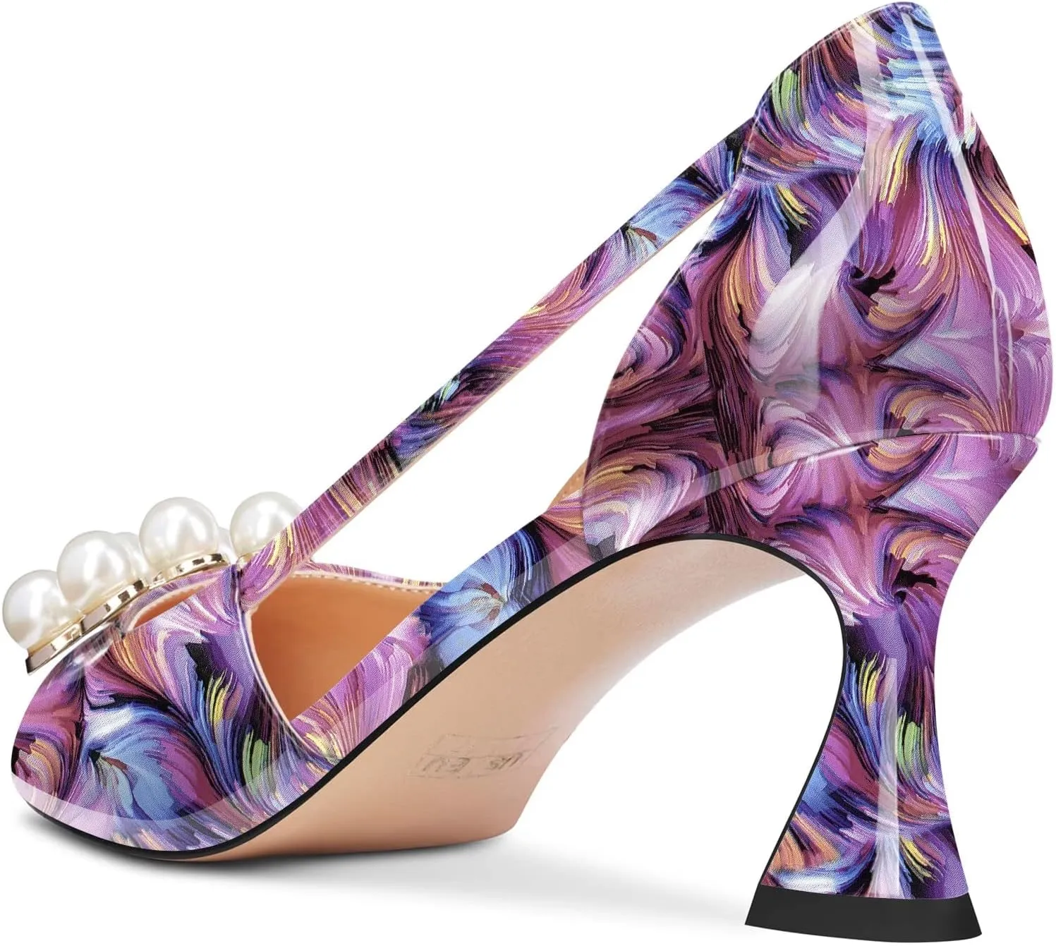 TNYNFBEB Women Chunky Block Mid Heel Close Pointed Toe Pumps Slip-on Rhinestone Crystal Party Cute 2.6 Inches Heels